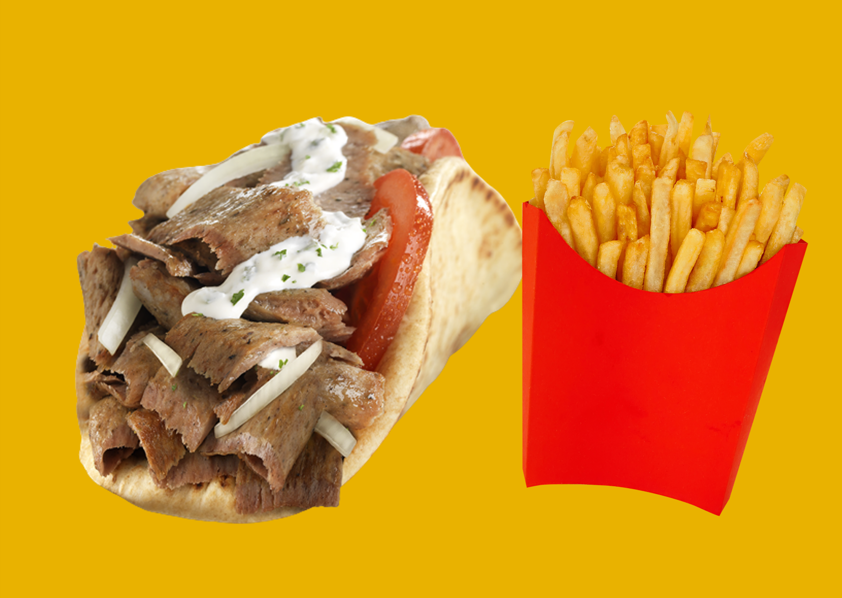Order Gyro Sandwich with fries food online from Baba Famous Steak And Lemonade store, Fort Wayne on bringmethat.com