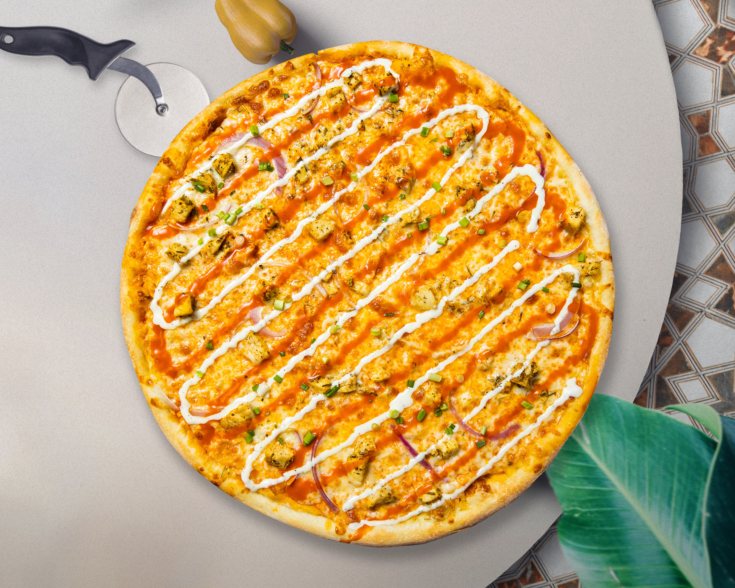 Order Buffalo Chicken Pizza food online from Pizza & Goods store, Hamilton on bringmethat.com