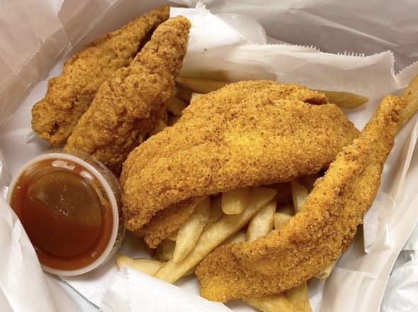 Order Catfish and Perch Combo Dinner food online from Harold's Chicken Shack store, Chicago on bringmethat.com