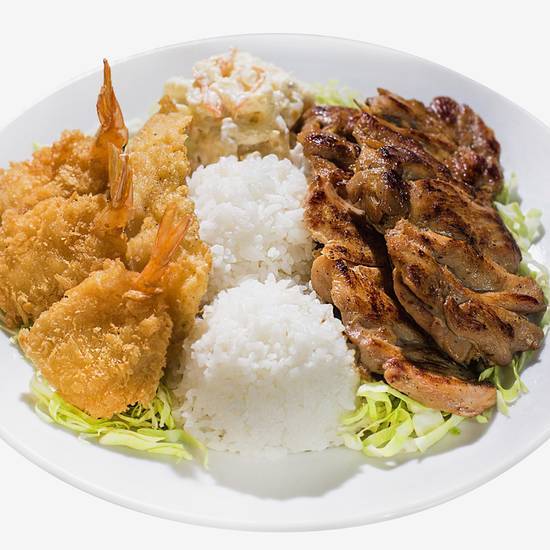 Order Seafood Combo Platter food online from L&L Hawaiian Barbecue store, San Diego on bringmethat.com