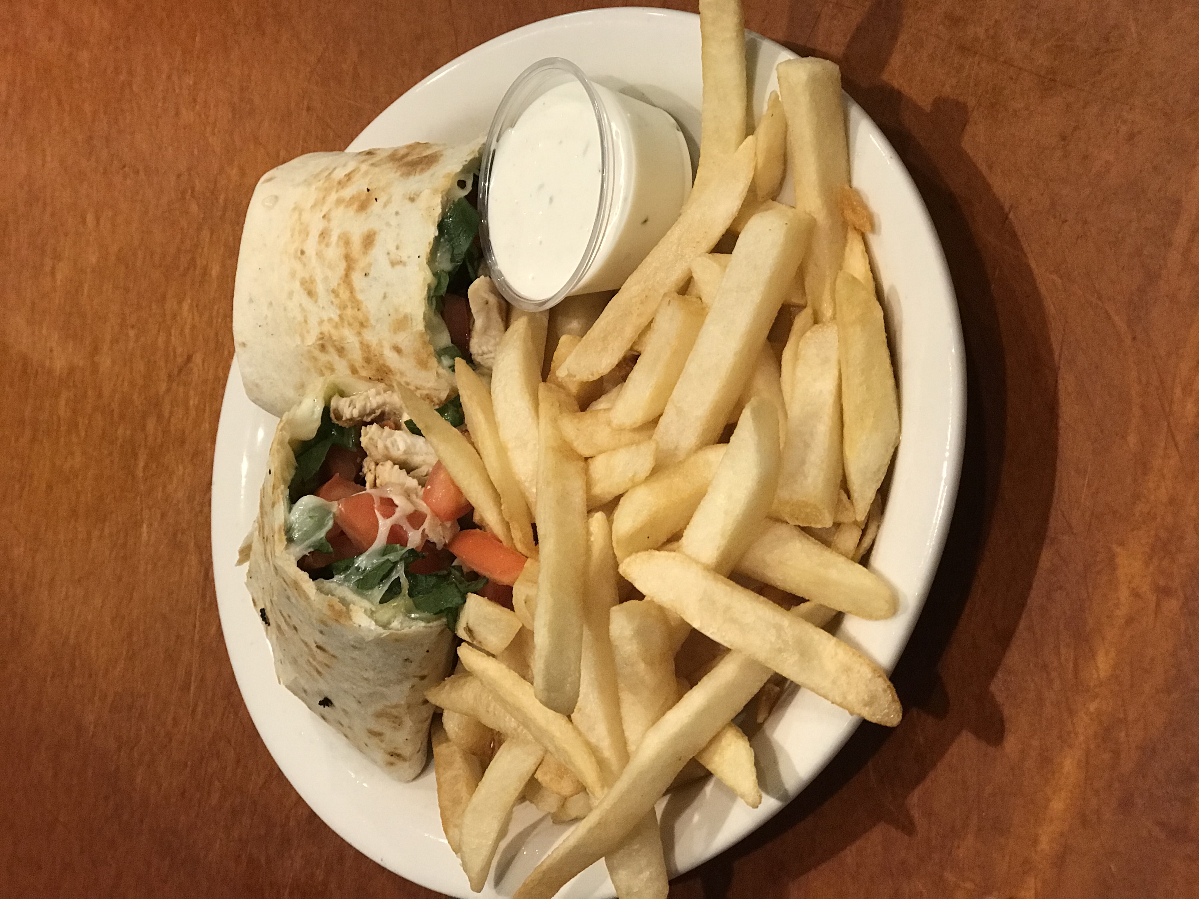 Order Chicken and Cheese Wrap with Fries food online from Ram's Horn store, Southfield on bringmethat.com