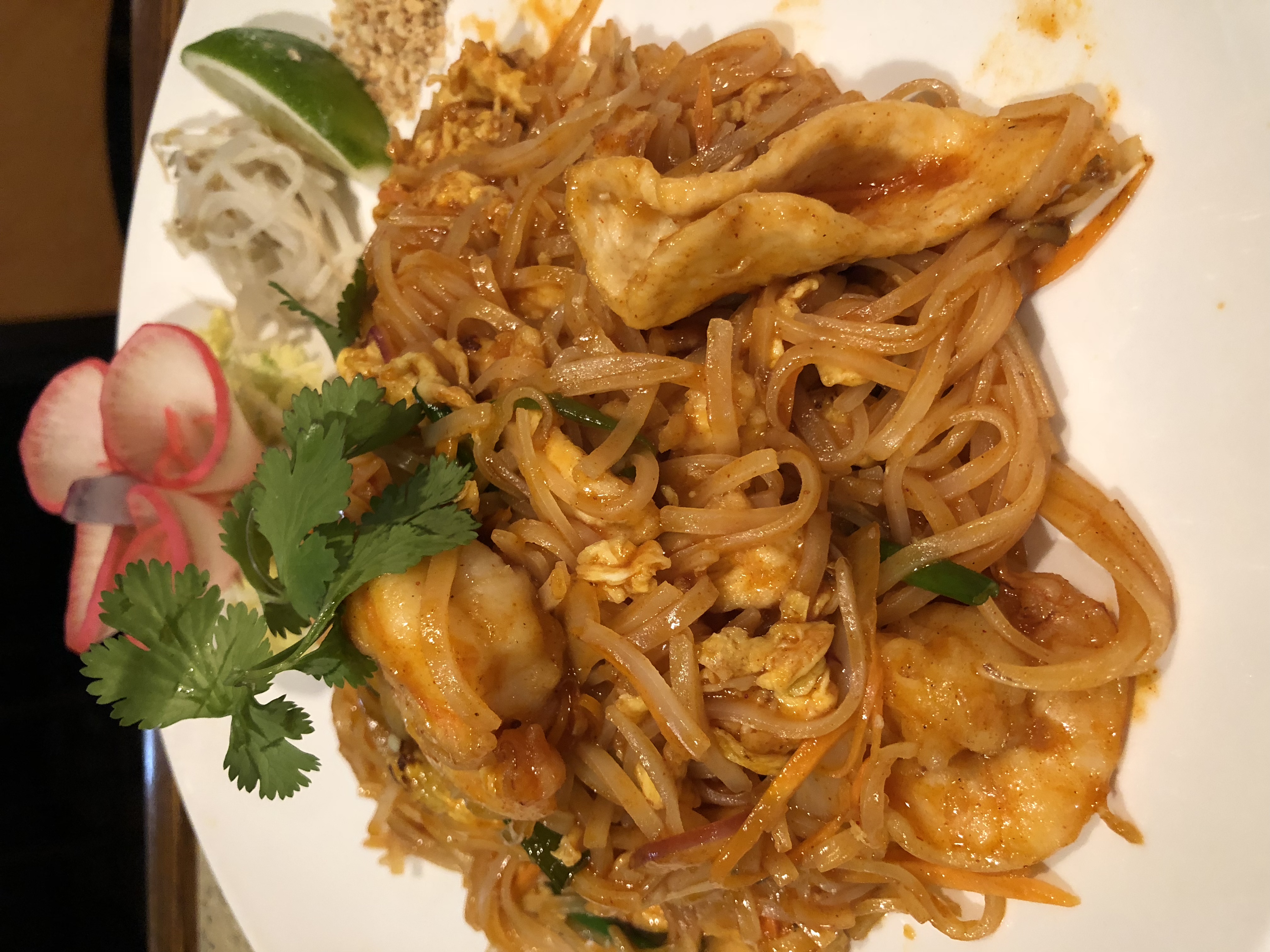 Order Pad Thai (Shrimp & Chicken) food online from Wings Station store, Suwanee on bringmethat.com