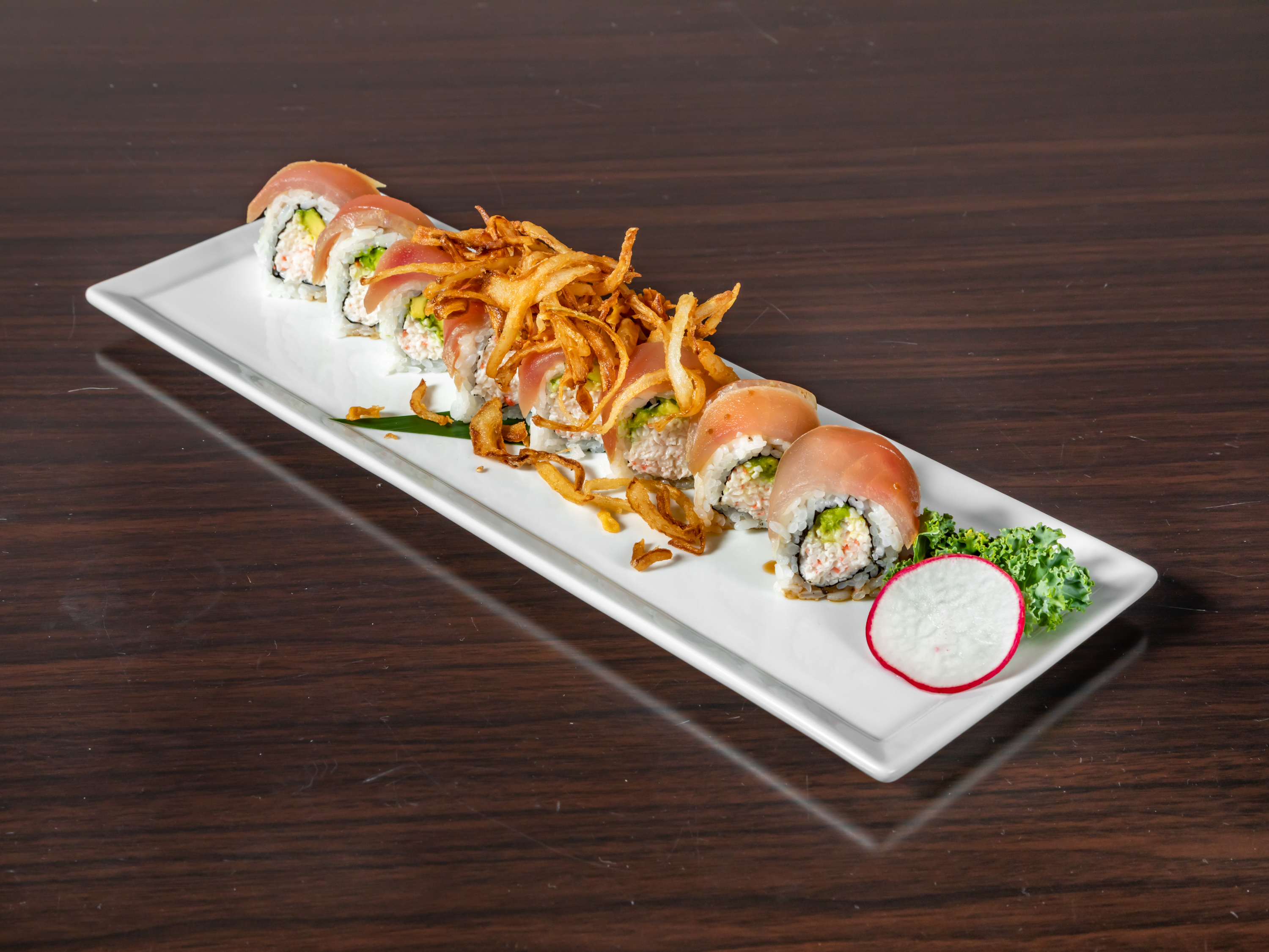 Order Fly To The Alba Roll food online from Hotto Sushi store, Orange on bringmethat.com