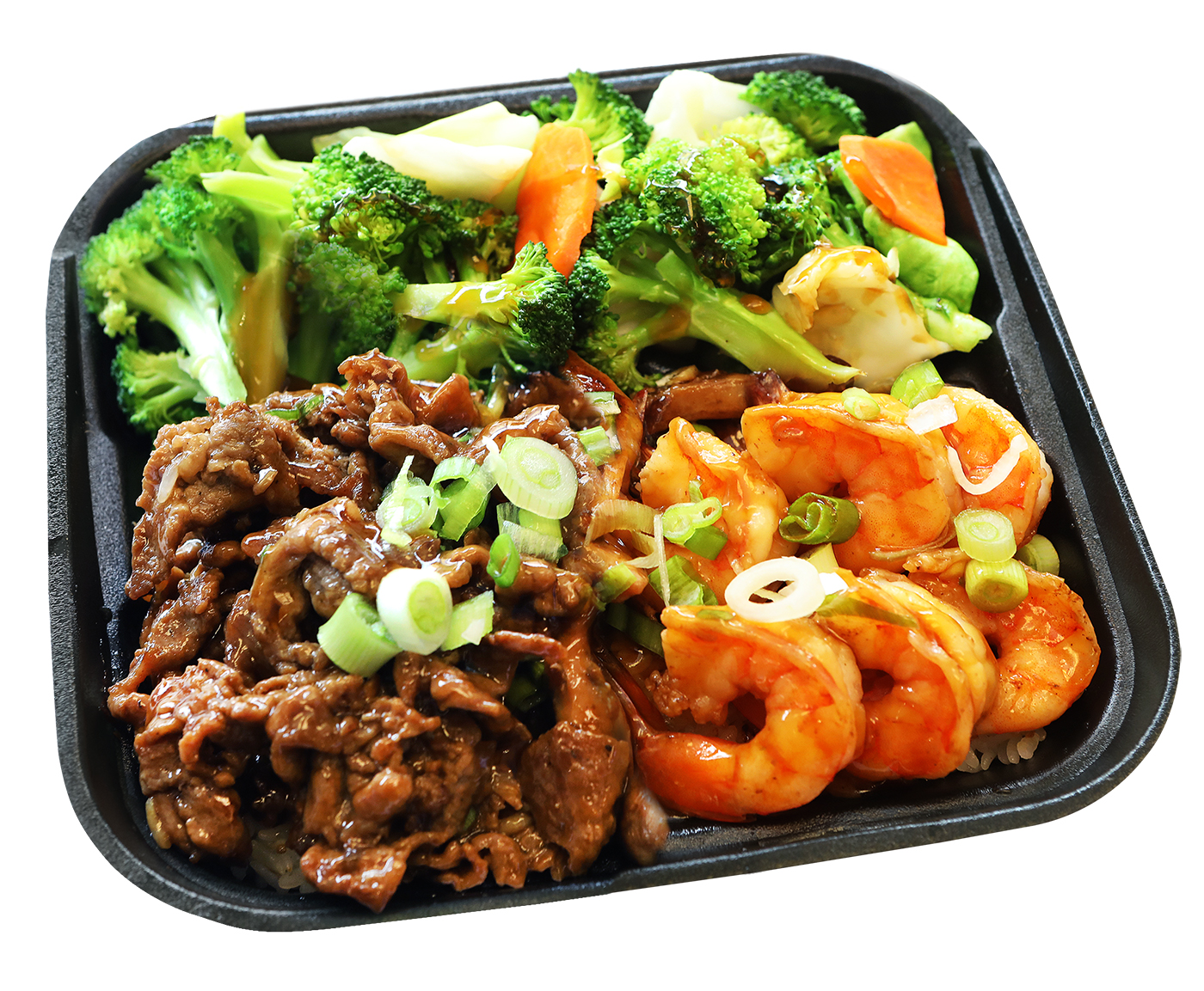 Order Beef & Shrimp Plate food online from Tasty Bowl store, South El Monte on bringmethat.com
