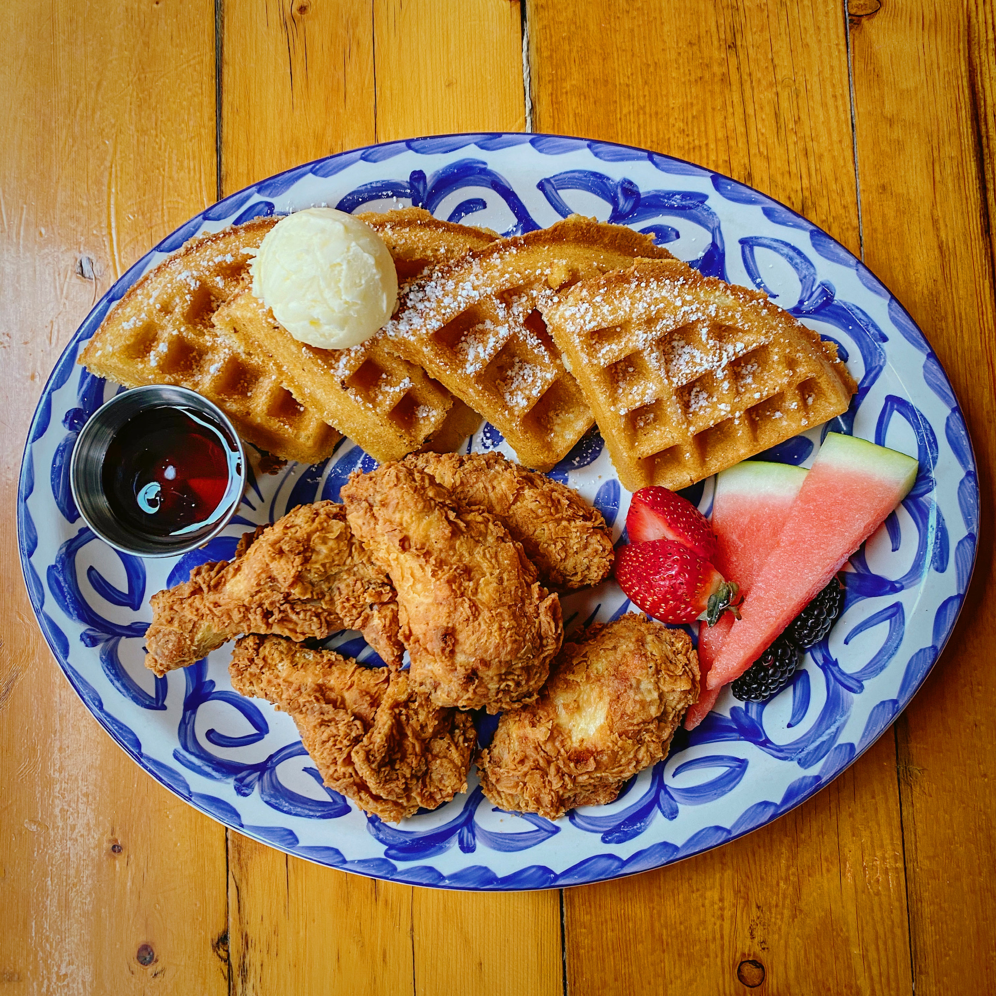 Order Greasy Lips Fried Chicken & Waffles food online from Piggy Kitchen & Bar store, Houston on bringmethat.com