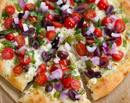 Order Greek Pizza food online from Bitcoin Pizza store, San Diego on bringmethat.com