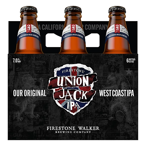 Order Firestone Union Jack IPA Beer 6 Pack Bottle food online from Mirage Wine & Liquor store, Palm Springs on bringmethat.com