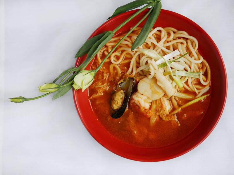 Order Korean Spicy Seafood Noodle Soup food online from Four Leaves Asian Restaurant store, Huntsville on bringmethat.com