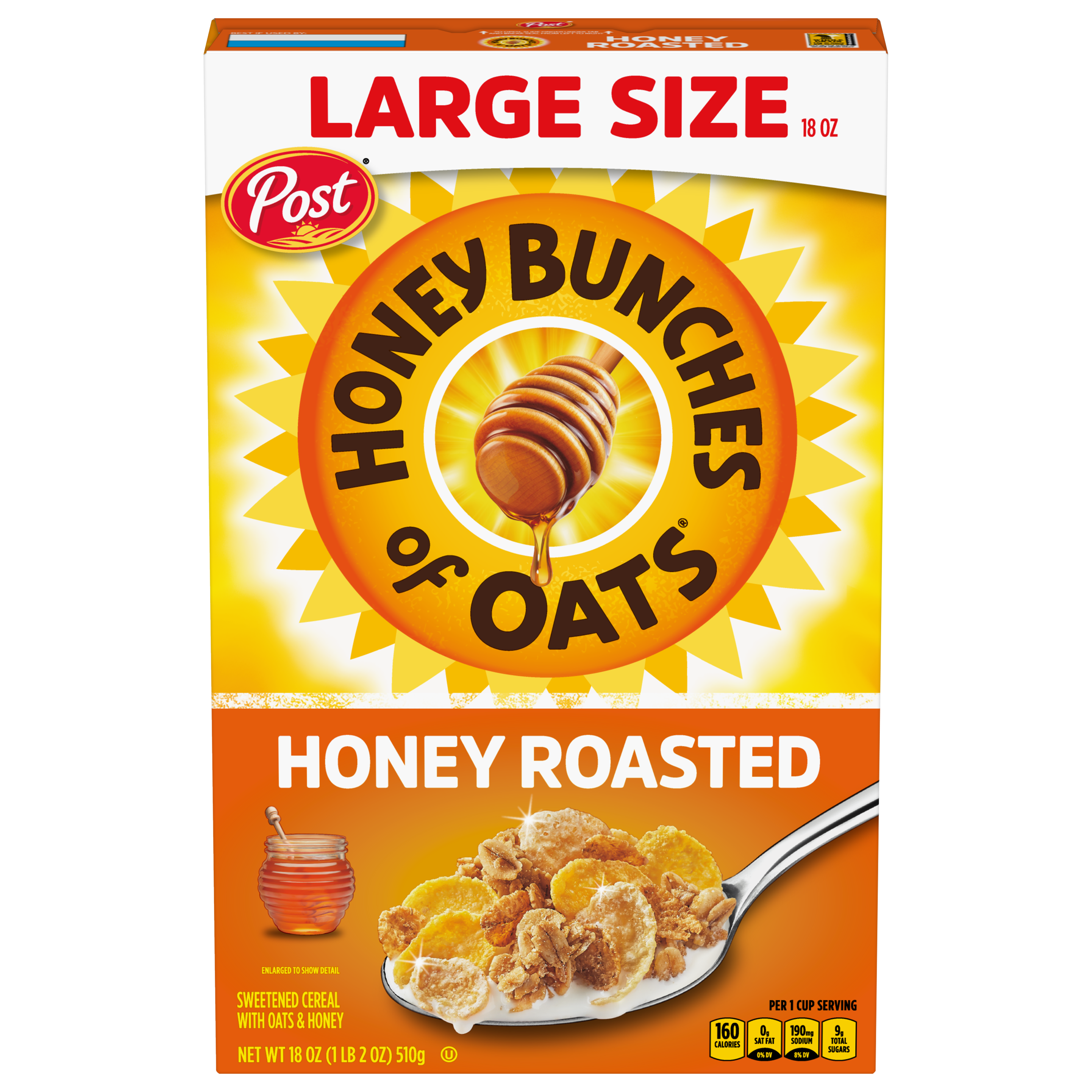Order Post Honey Bunches of Oats Crunchy Honey Roasted Cereal 18 Ounce food online from The Ice Cream Shop store, Providence on bringmethat.com