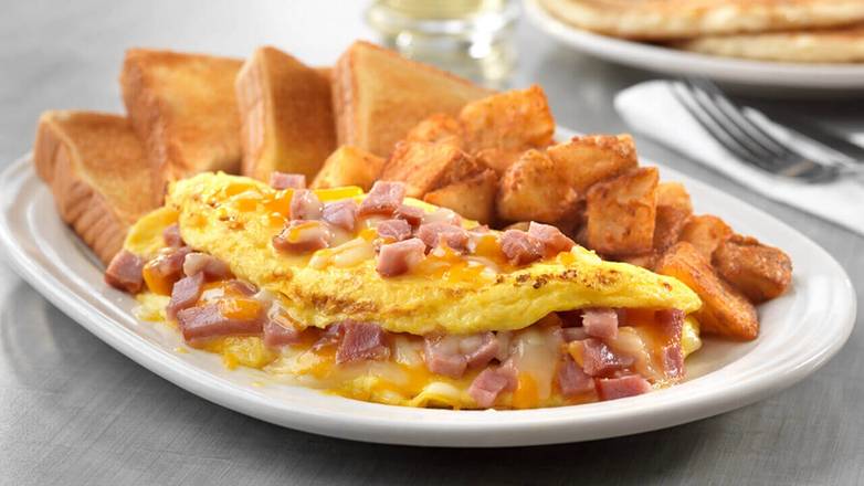 Order Ham & Cheese Omelet Platter food online from Bagel Deli Cafe store, Clifton on bringmethat.com