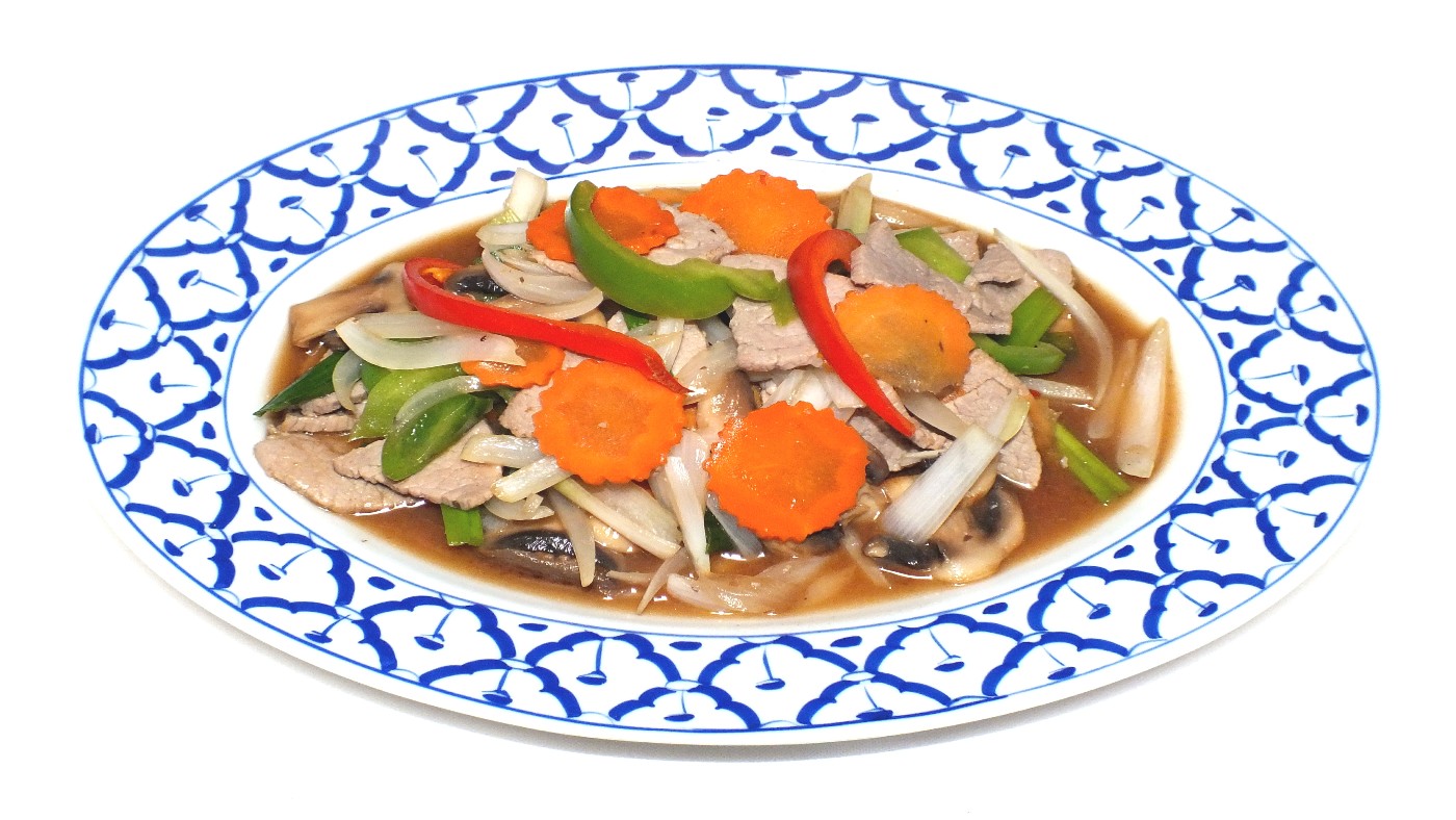 Order E11. Pad Pepper Beef food online from Ruang Thai Restaurant store, Plano on bringmethat.com