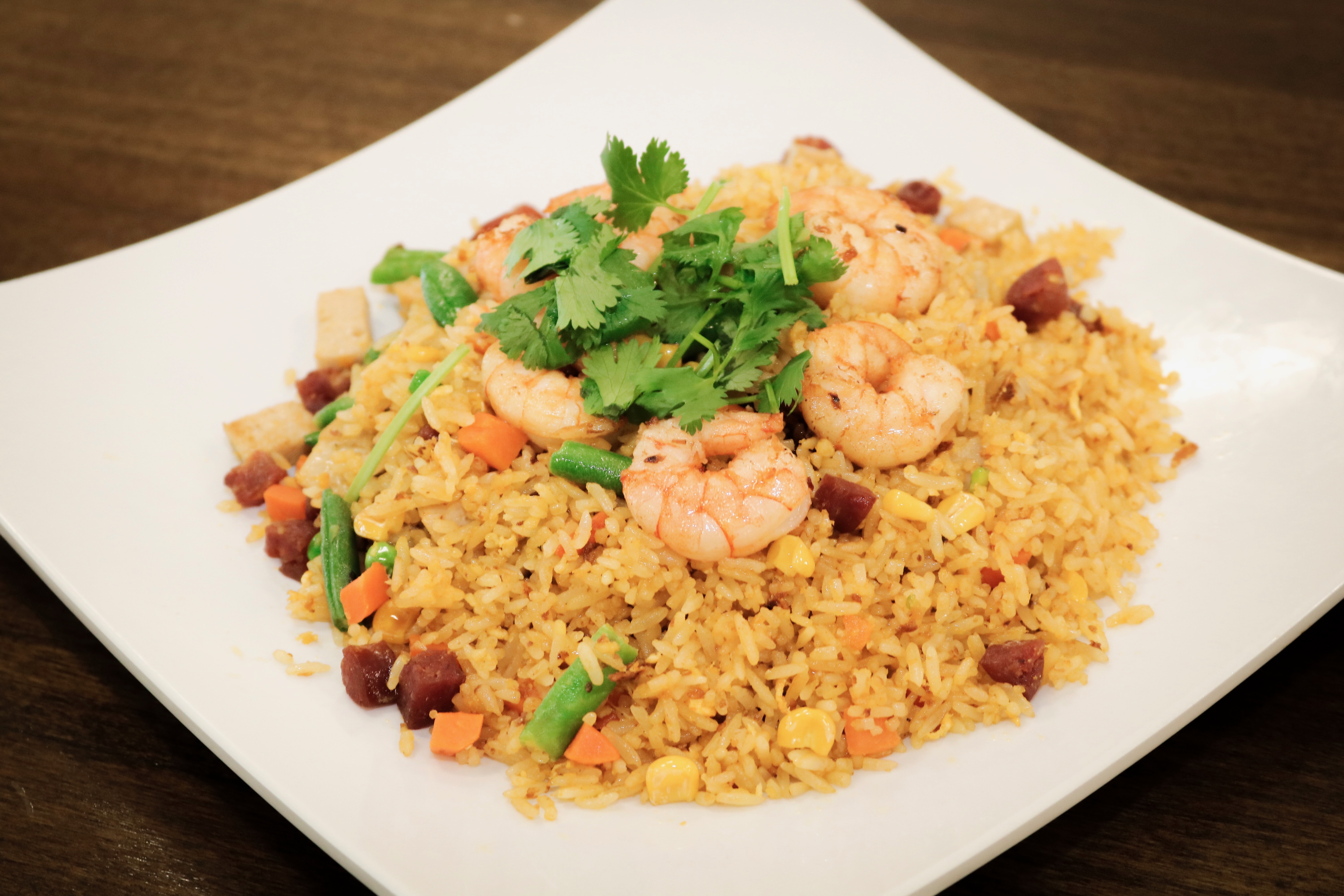 Order FR2. Shrimp & Vietnamese Sausage Fried Rice - Com Chien Duong Chau food online from Pho Bowl & Grill store, Oceanside on bringmethat.com