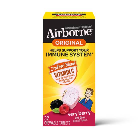 Order Airborne Immune Support Supplement Chewable Berry Tablets (32 ct) food online from Rite Aid store, Cheltenham on bringmethat.com