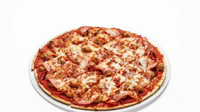 Order Meat Lovers Pizza-Large food online from Carbone's Pizzeria store, Woodbury on bringmethat.com