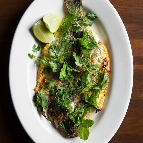 Order Whole Grilled Sea Bass food online from Cassia store, Santa Monica on bringmethat.com