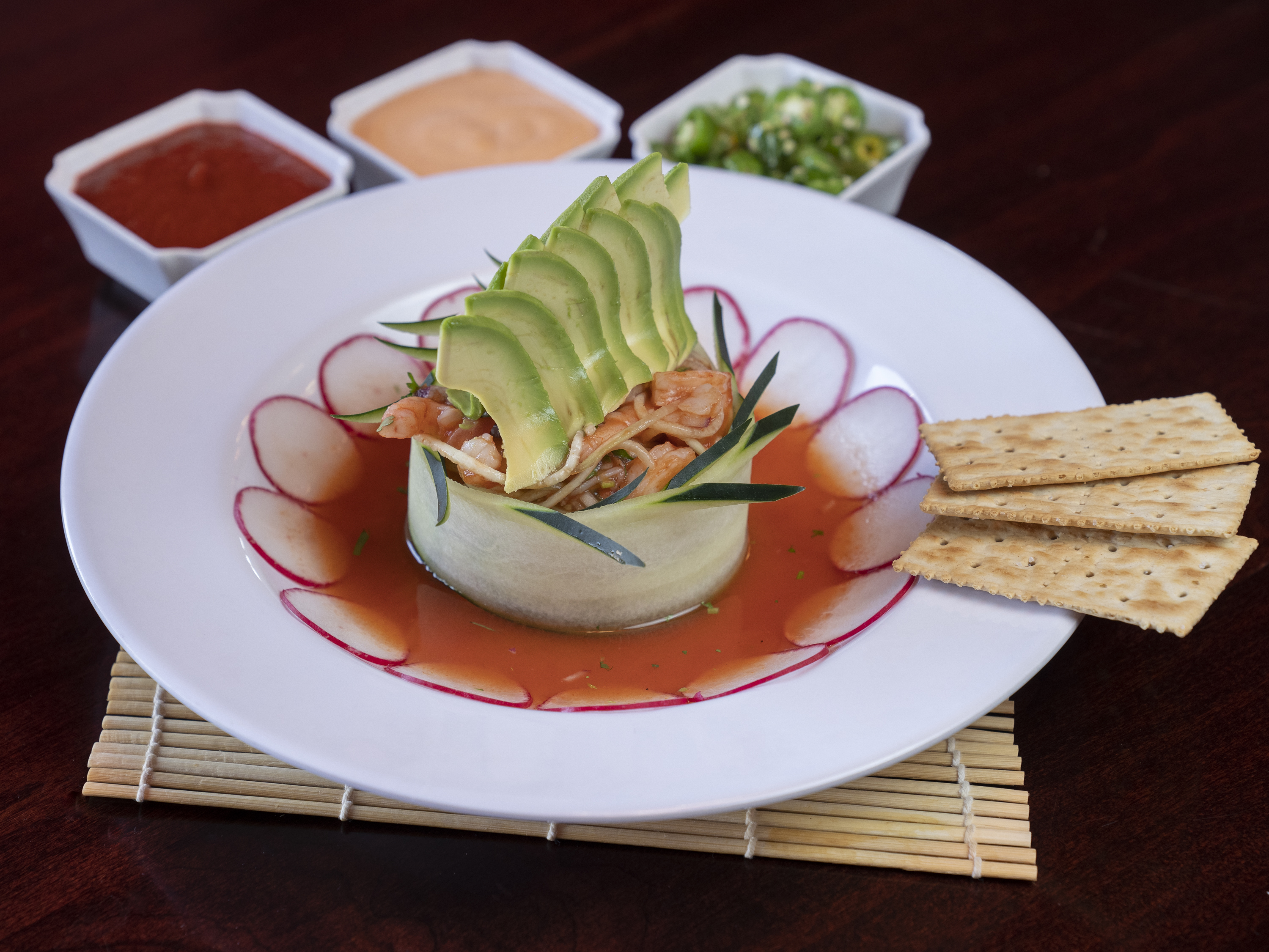 Order Fish Ceviche Tostada food online from Fussion Sushi Bar store, Laredo on bringmethat.com