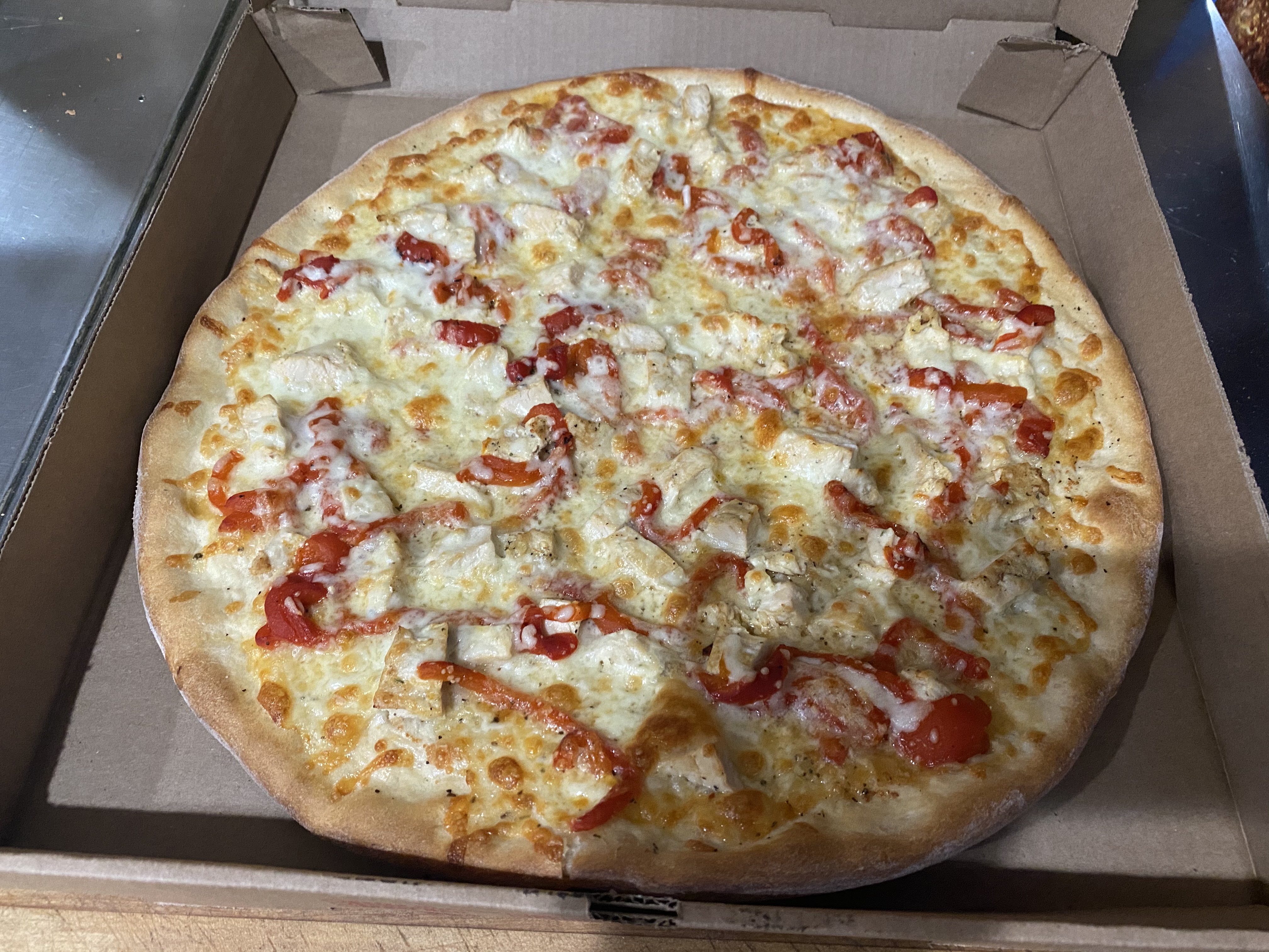 Order Grilled Chicken with Roasted Peppers Pizza food online from Pepperoni store, Oaklyn on bringmethat.com