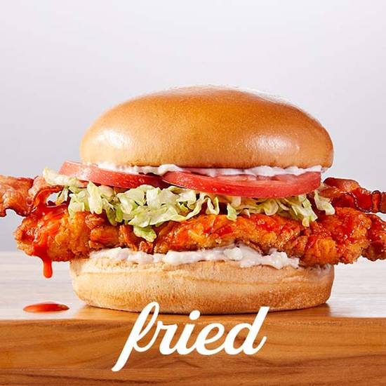 Order Buffalo Chicken Sandwich (Fried) food online from Wings and Rings store, Lincoln on bringmethat.com
