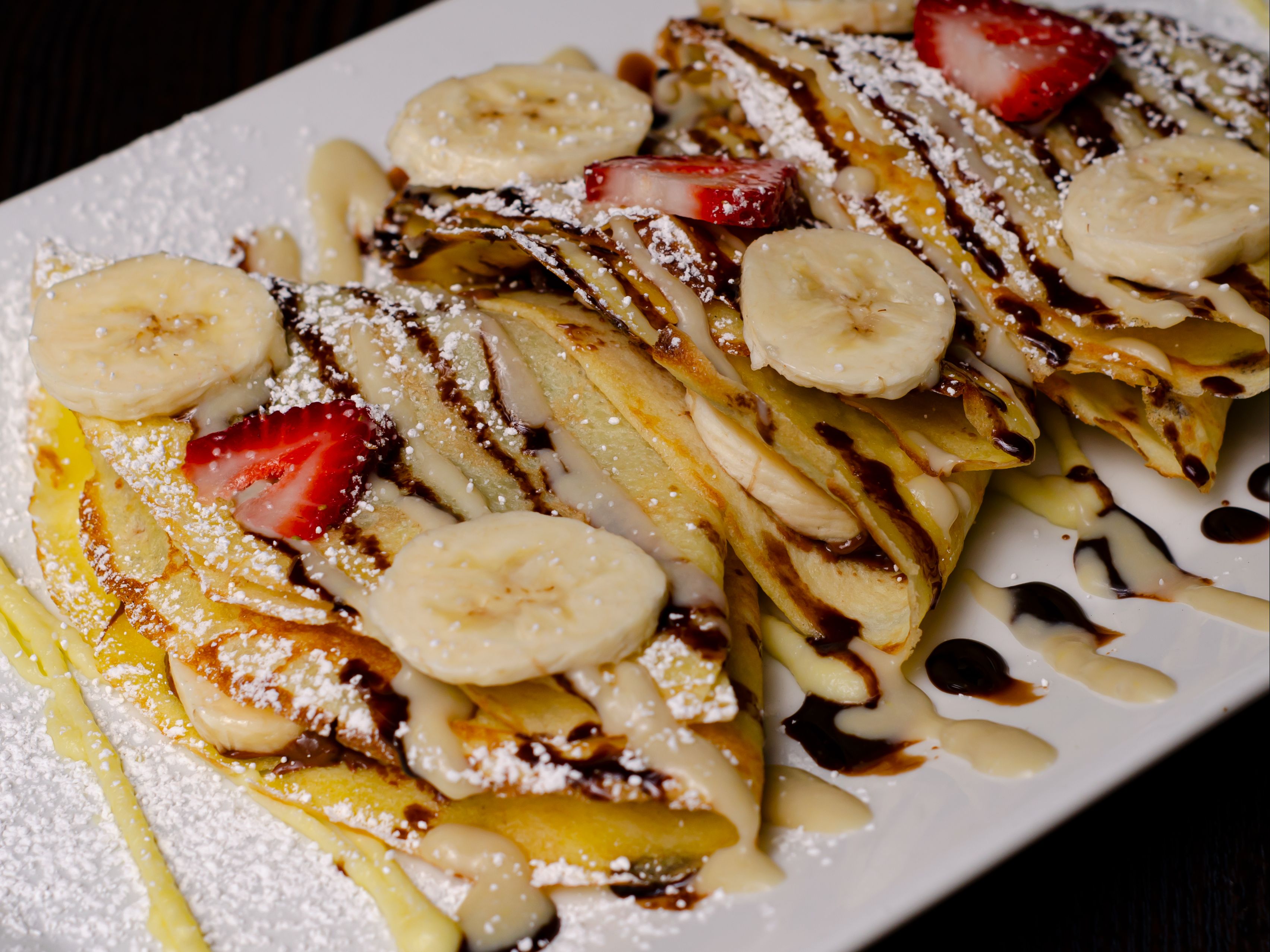 Order Banana Strawberry Crepes (Crepes Only) food online from La Papillon store, Lancaster on bringmethat.com