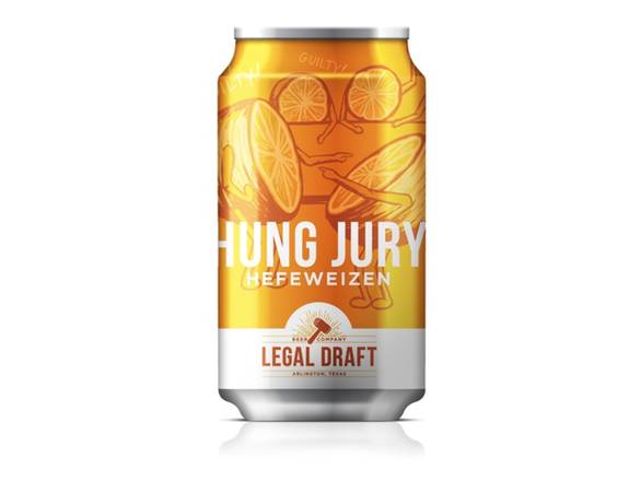 Order Legal Draft Hung Jury Heffeweizen - 6x 12oz Cans food online from Bear Creek Spirits & Wine store, Colleyville on bringmethat.com