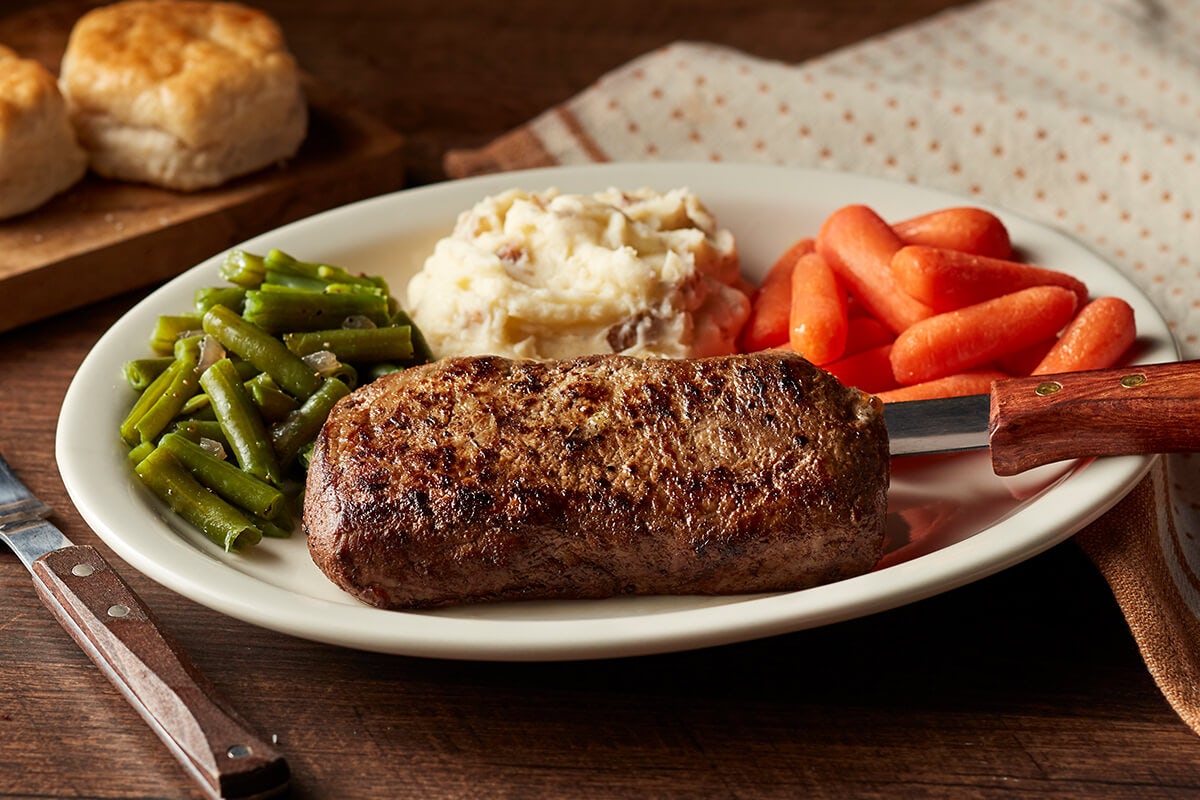 Order Grilled Sirloin Steak* food online from Cracker Barrel store, Houston on bringmethat.com