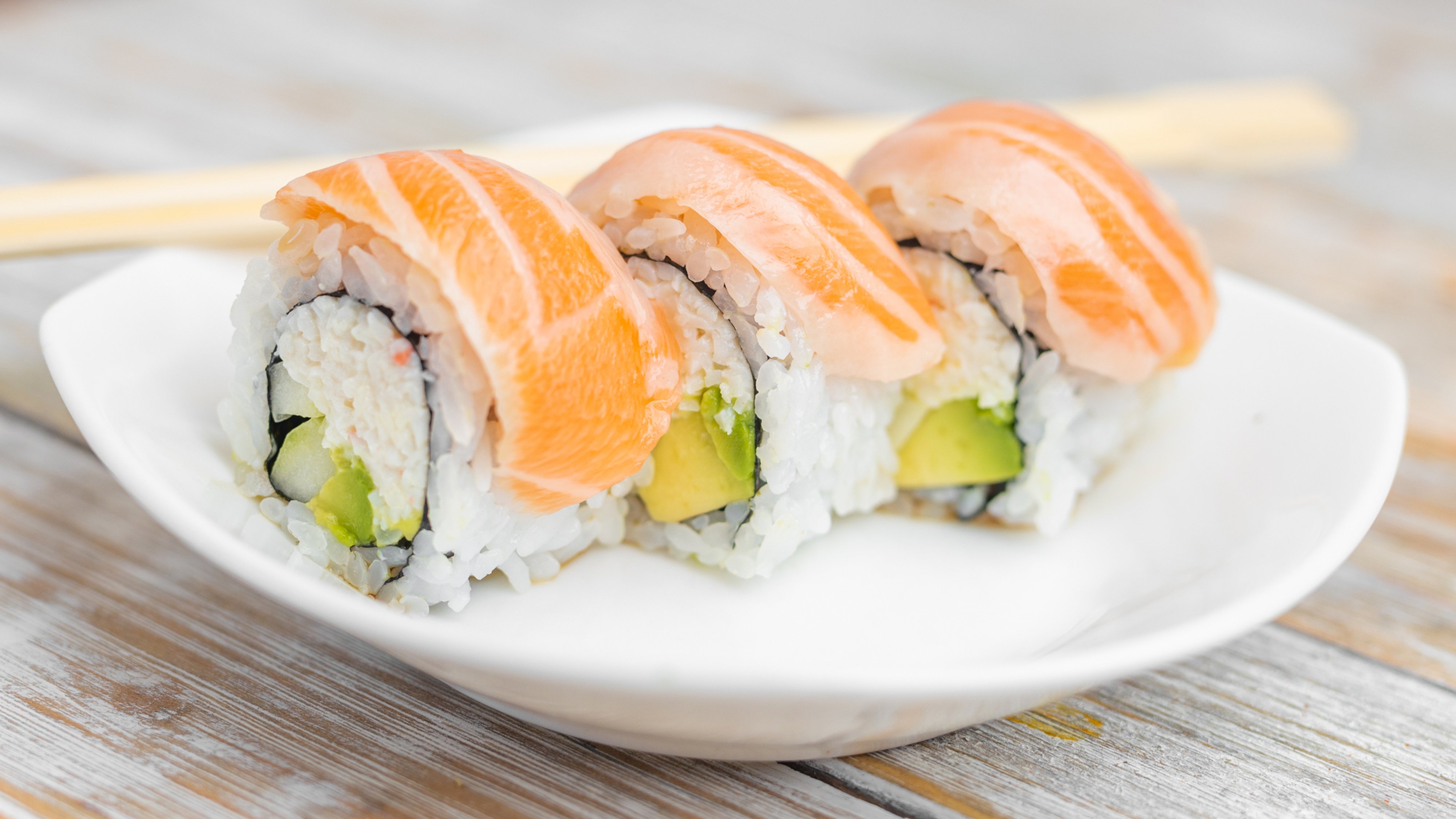 Order 3 piece Salmon Roll food online from Gosan Poke&Roll store, Chandler on bringmethat.com