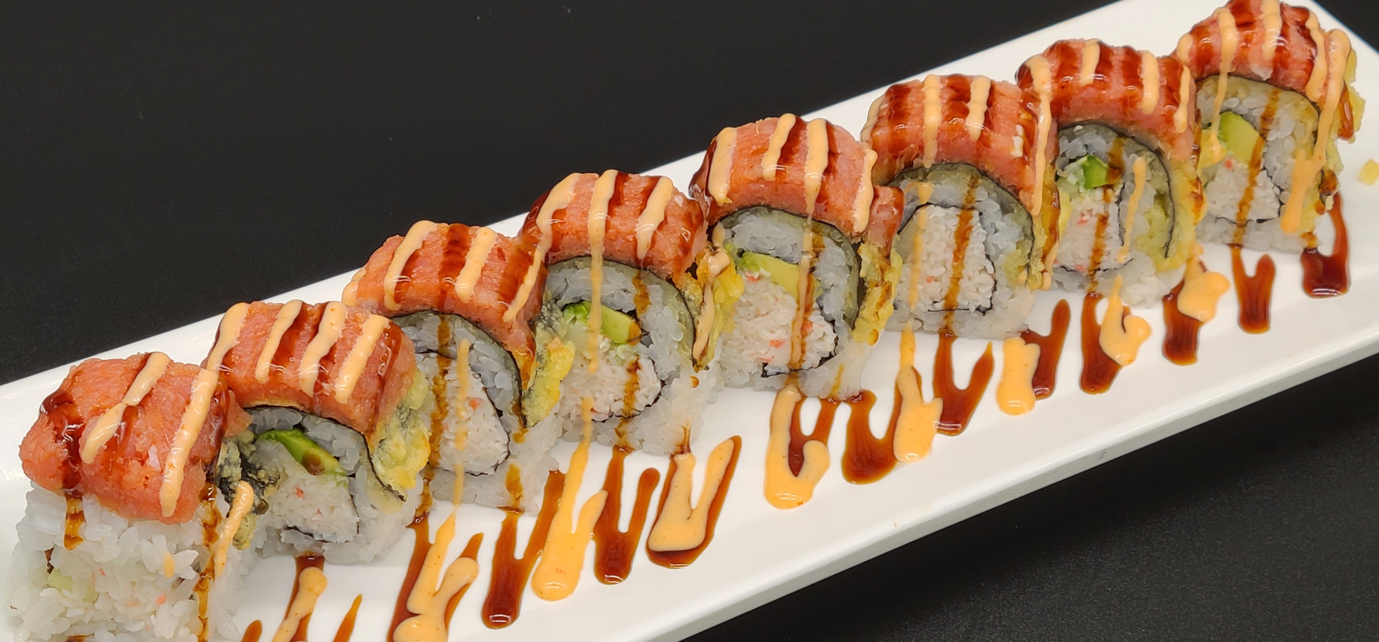 Order F29. Tiger Roll(8pcs) food online from Hello Sushi store, Fullerton on bringmethat.com