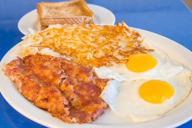 Order Two eggs & Corned Beef Hash food online from Bob & Edith Diner store, Lee on bringmethat.com