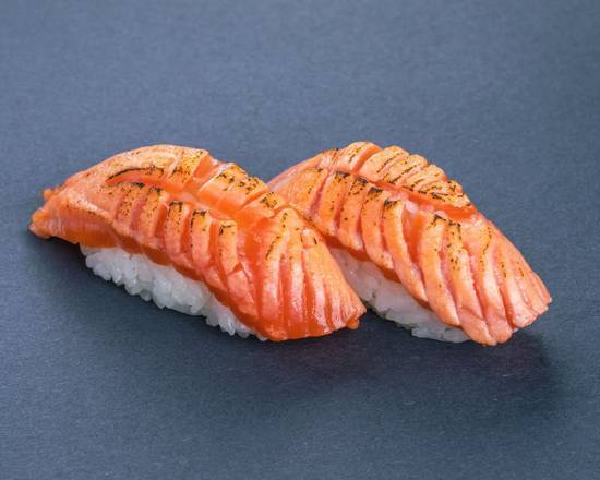 Order Aburi Salmon Sushi (2 Pcs) food online from SushiStop Culver City store, Culver City on bringmethat.com