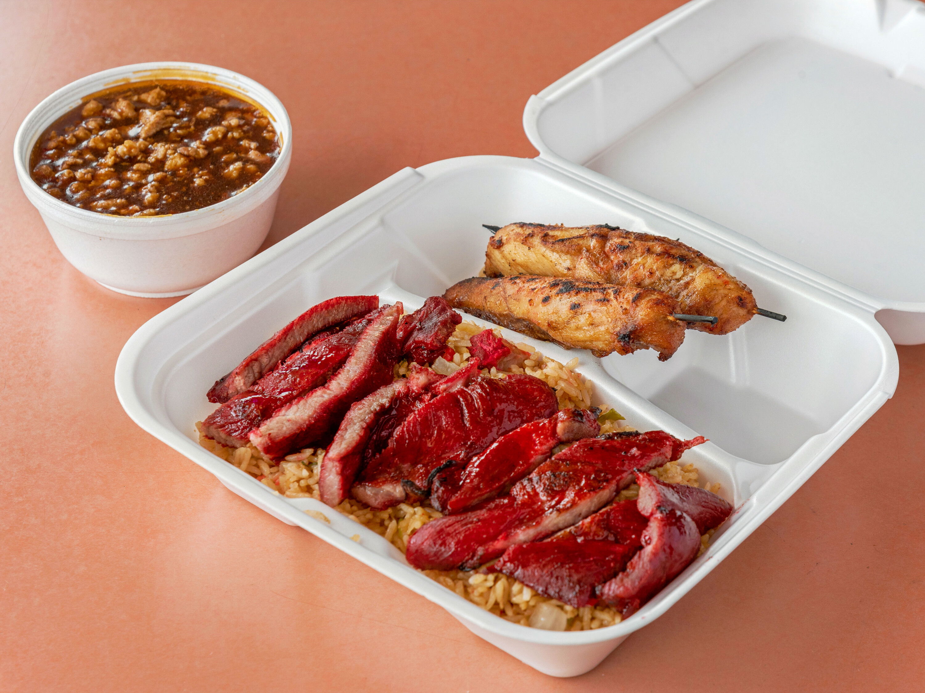 Order H14. Lobster Sauce, Boneless Spare Ribs and 2 Piece Chicken Teriyaki Combo Plate food online from May S Cafe Chinese Food store, Medford on bringmethat.com