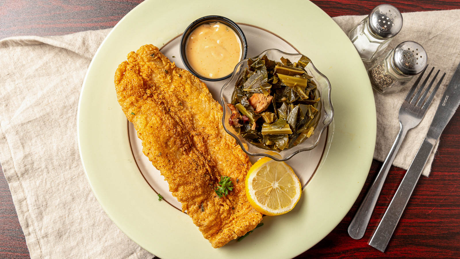 Order Fried Catfish plus Two side food online from Solid Rock Cafe store, Antioch on bringmethat.com