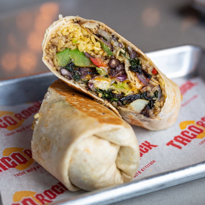 Order Veggie Burrito food online from Taco Rock store, Arlington on bringmethat.com