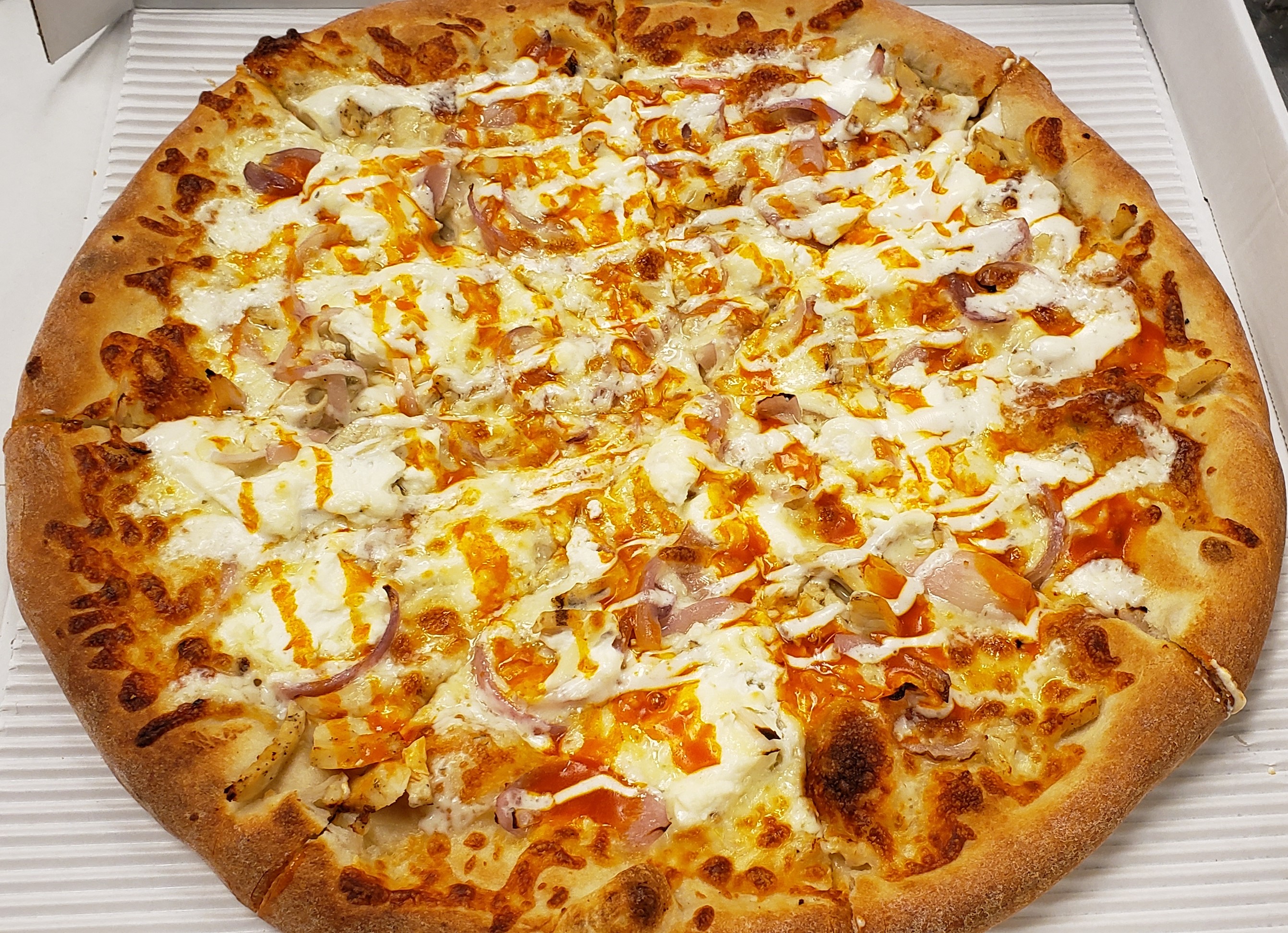 Order Buffalo Chicken Pizza food online from The Ny Slice store, Greenwood on bringmethat.com