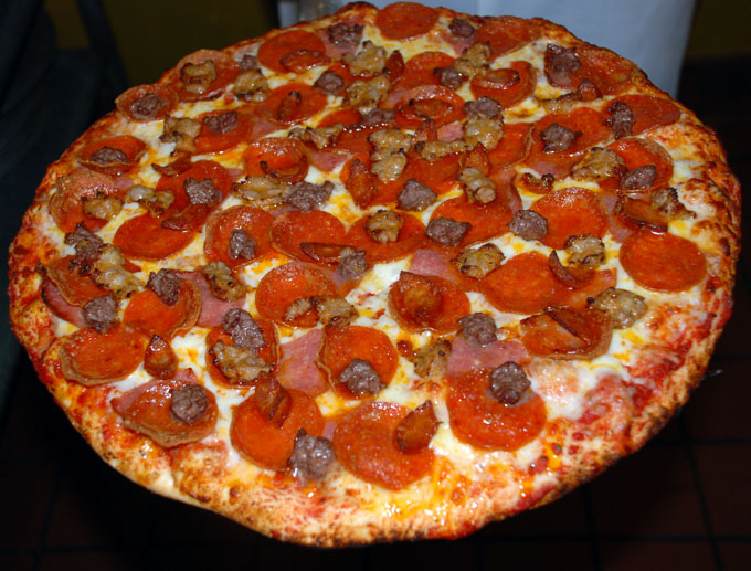 Order All Meat Pizza food online from Pedone Pizza store, Hermosa Beach on bringmethat.com