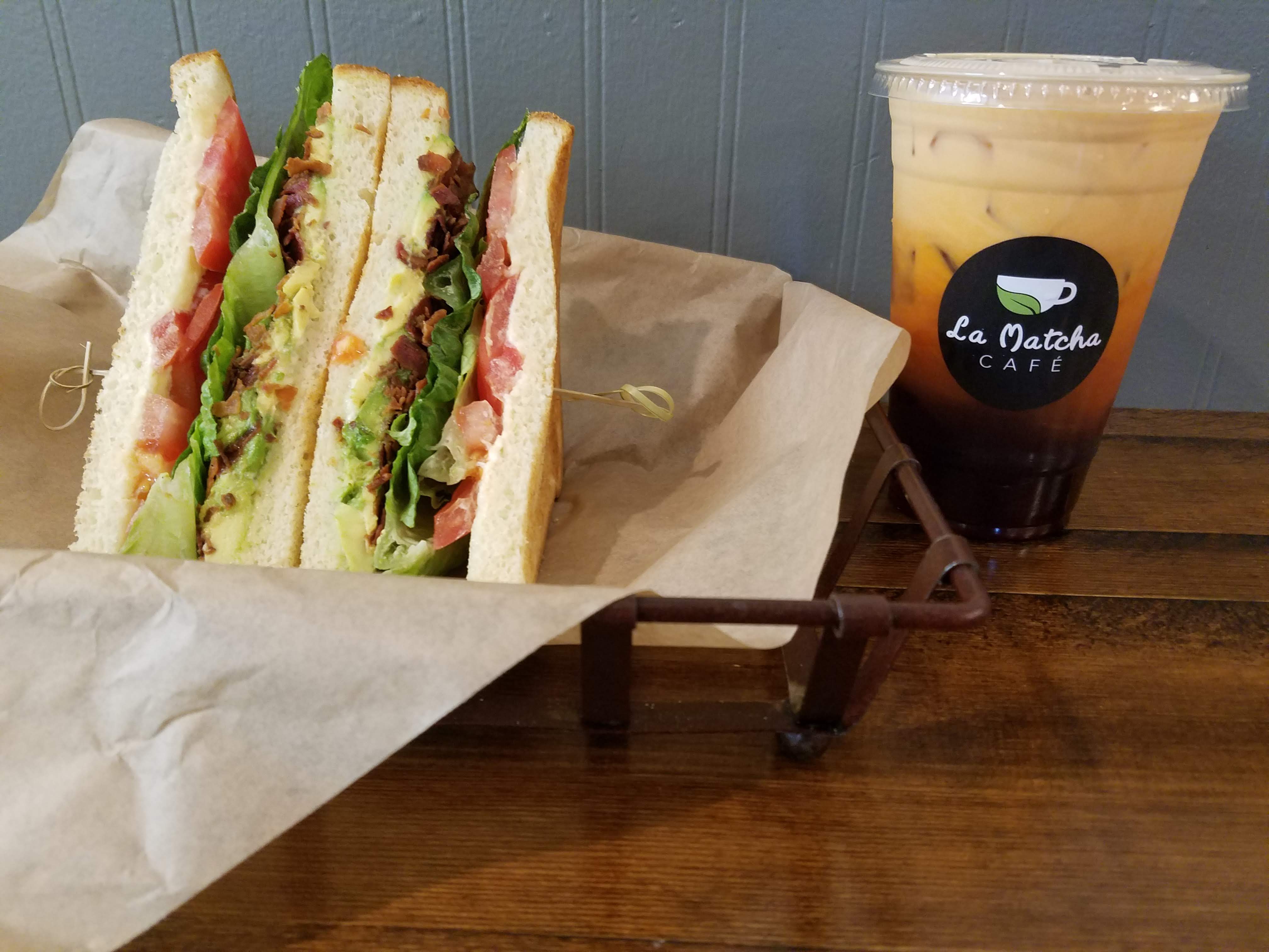 Order BLTA Sandwich with Thai Tea Drink food online from La Matcha Cafe store, Burlingame on bringmethat.com