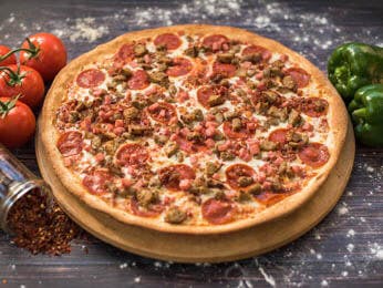 Order Meat Lovers Pizza - Medium 12" (6 Slices) food online from Pats Pizzeria store, Lindenwold on bringmethat.com