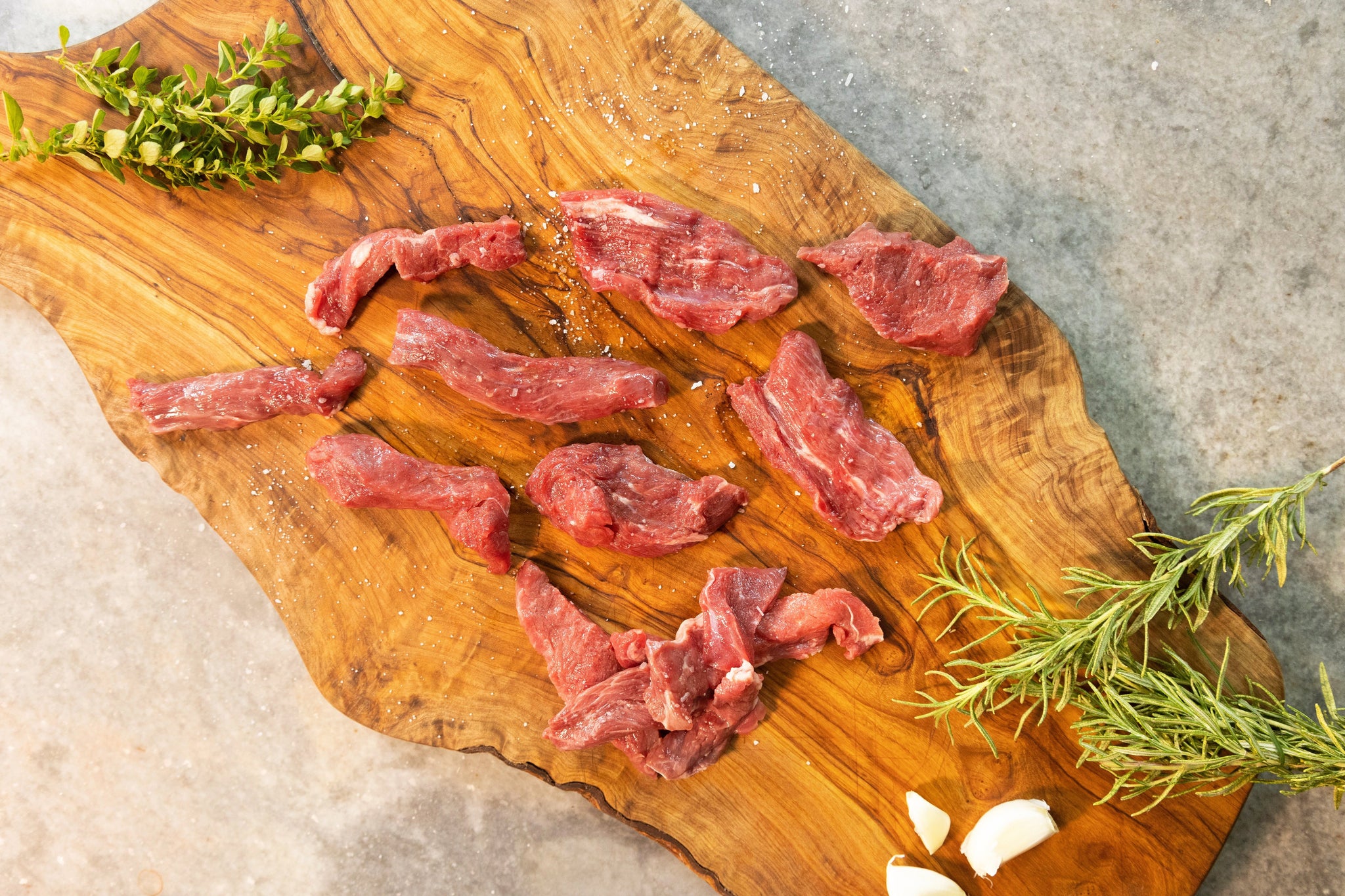 Order Grain Fed Beef Strips 1 lb. food online from Agridime Meats store, Gilbert on bringmethat.com