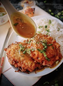 Order 3. Egg Foo Young food online from Iron Wok store, Kansas City on bringmethat.com