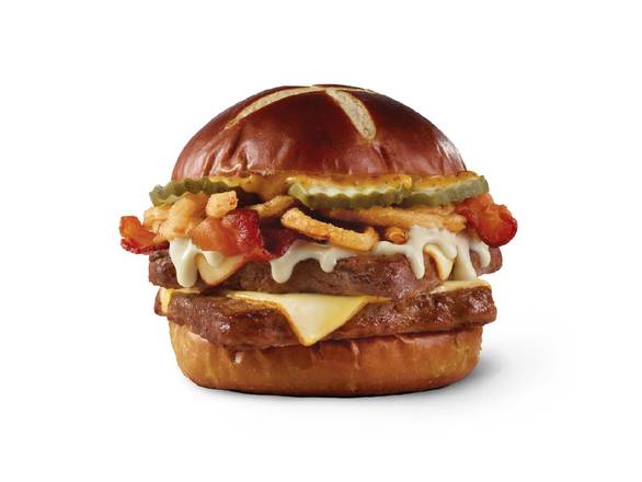 Order Pretzel Bacon Pub Double food online from Wendy's store, ESCONDIDO on bringmethat.com