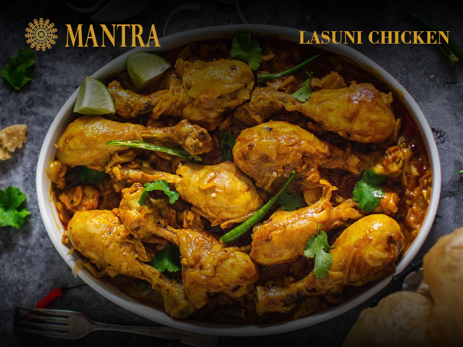 Order Lasuni Chicken food online from Mantra Authentic Indian Restaurant store, Jersey City on bringmethat.com