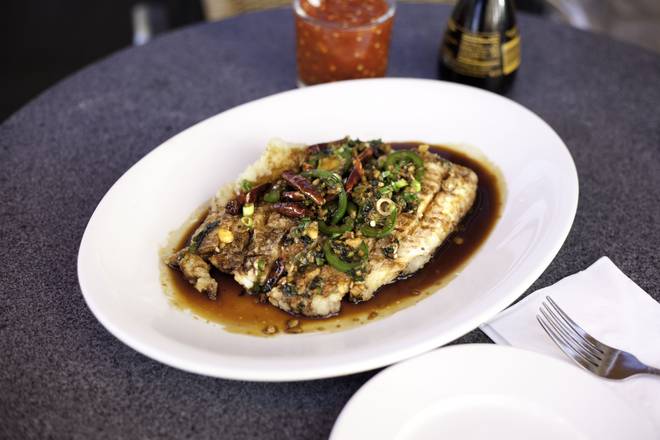 Order Fried Tilapia Filet with Chili and Garlic food online from Ginger Cafe store, Sunnyvale on bringmethat.com