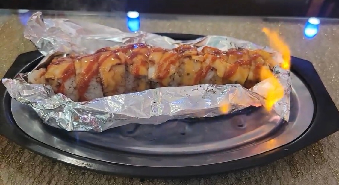 Order Flaming Dragon Roll food online from Pho-Shi Restaurant store, Fort Wayne on bringmethat.com