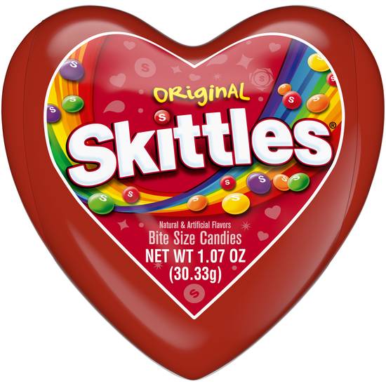 Order SKITTLES Valentine's Day Original Chewy Candy - Heart Gift Tin, 1.07 oz food online from Rite Aid store, Davis on bringmethat.com