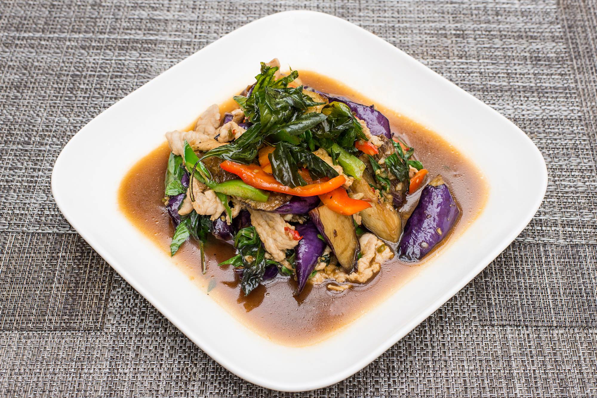 Order Basil Eggplant Dinner food online from Thai Deelish store, Ashburn on bringmethat.com