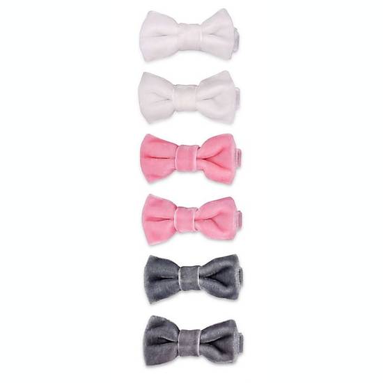 Order Khristie® 6-Pack Classic Velvet Bow Hair Clips in Grey/Pink/White food online from Bed Bath & Beyond store, Lancaster on bringmethat.com