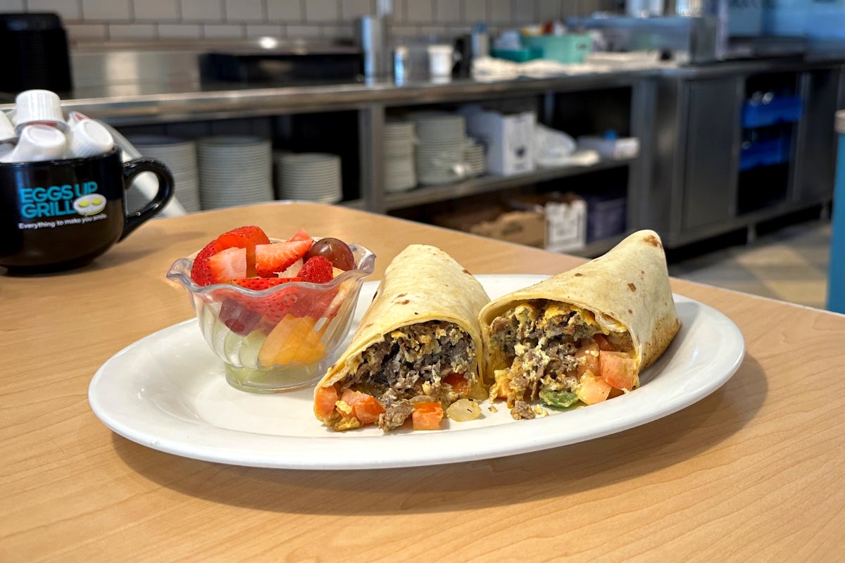 Order Carne Asada Breakfast Burrito food online from Eggs Up Grill store, Conway on bringmethat.com
