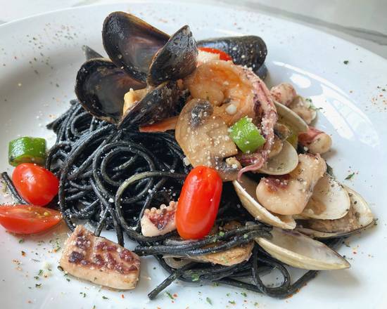 Order Seafood spaghetti with squid ink sauce food online from More Sugar store, Philadelphia on bringmethat.com