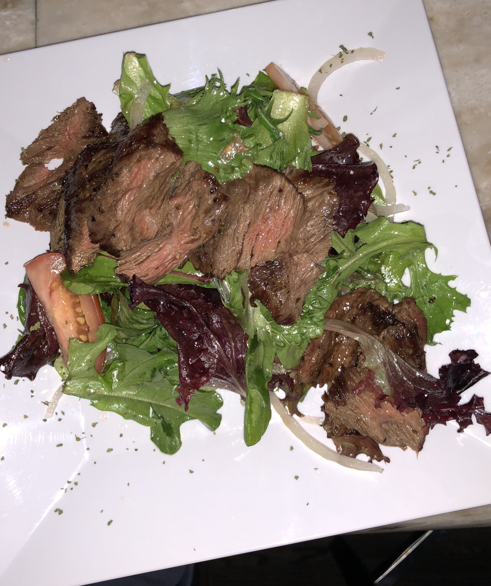 Order Tropix Mixed Green Steak Salad food online from Tropix Bar & Lounge store, Rego Park on bringmethat.com