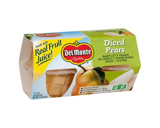 Order Del Monte · Diced Pears in Juice + Water (4 x 4 oz) food online from Safeway store, Gilroy on bringmethat.com