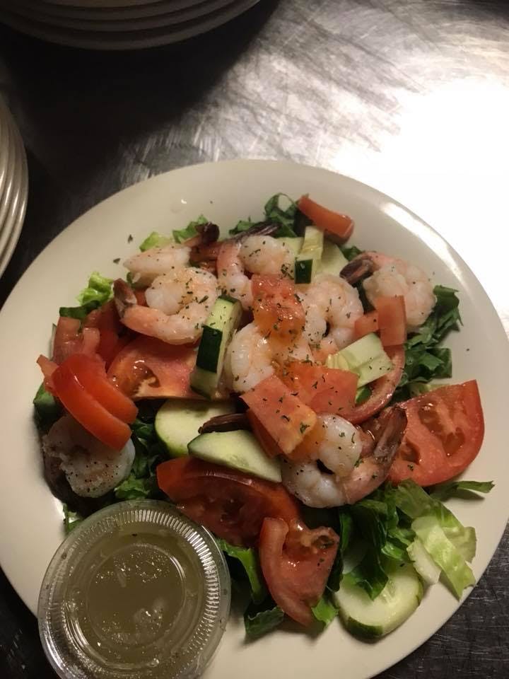 Order Grilled Shrimp Salad - Large food online from Alfredo Brick Oven Pizza store, Hazle Township on bringmethat.com